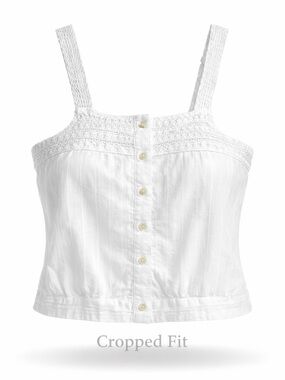 Universal Threads White Crochet Tank Top Cropped Button Front Boho Cami Summer